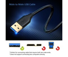 USB-M/M-3FT - Besgoods USB 3.0 A to A Cable - 3FT USB to USB Male to Male Cable Short Braided Double End USB Cord Compatible for DVD Players, Hard Drive Enclosures, Laptop Cooler and More
