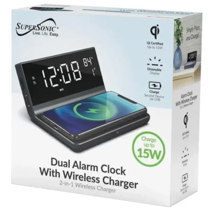 Dual Wake USB Charging Clock Radio