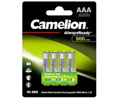 Camelion Camelion AAA Always Ready 900mAh Rechargeable Battery 4pk Blister