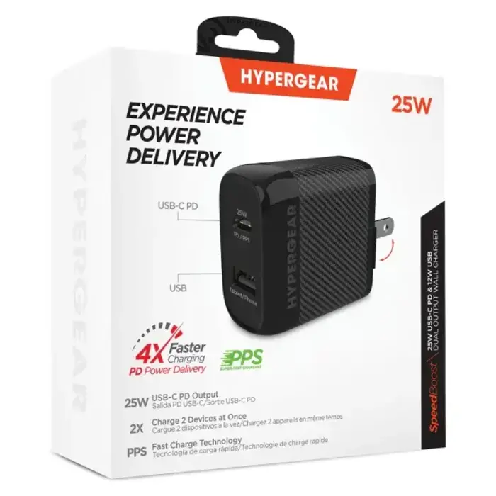 HyperGear® SpeedBoost 25-Watt PD Dual-Output USB Wall Charger