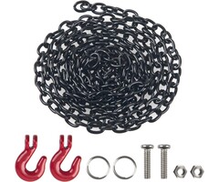 1:10-TOW-CHAINS - ShareGoo Mini Metal Trailer Chain with Tow Hooks Decoration Accessories Compatible with Axial SCX10 HSP 94180 RC4WD D90 Traxxas TRX4 CC01 1/10 RC Crawle (Black)
