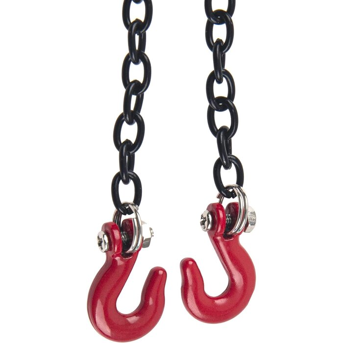 1:10-TOW-CHAINS - ShareGoo Mini Metal Trailer Chain with Tow Hooks Decoration Accessories Compatible with Axial SCX10 HSP 94180 RC4WD D90 Traxxas TRX4 CC01 1/10 RC Crawle (Black)