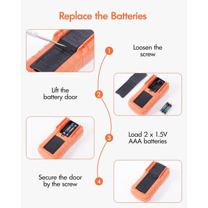 Crenova MS8233D - Crenova Multimeter 6000 Counts Digital Multimeter DC AC Volt Meter Ohm Volt Amp Tester Measures Voltage Current Resistance Capacitance Continuity Diode Duty-Cycle Frequency NCV Live Wire Test