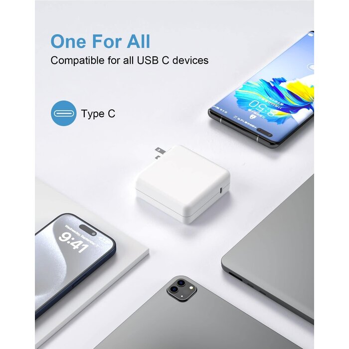 87W-USBC-LAPTOP - Yuncaiiz 87W Power Adapter for MacBook Air After 2018, Compatible with 13/14/15 Inch After 2016, USB C to USB-C Power Cord Supply