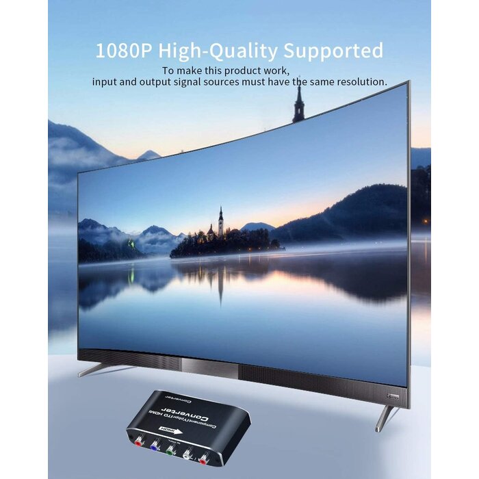 COMP-HDMI - Koopman-Tech Component to HDMI, YPbPr to HDMI Converter, Koopman 5RCA RGB to HDMI Converter Adapter, Supports 1080P Video Audio Converter Adapter HDMI V1.4 for DVD PSP Xbox PS2 N64 to HDTV Monitor and Projector