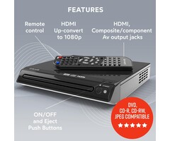 DVD100 - Oakcastle Compact DVD Player with Included HDMI | Multi Region Disc Playback | 1080 HD Upscaling | HDMI, RCA, & AV Connectivity | USB, MP3, & CD Playback | Easy Use Remote Control Included | OAKCASTLE DVD100