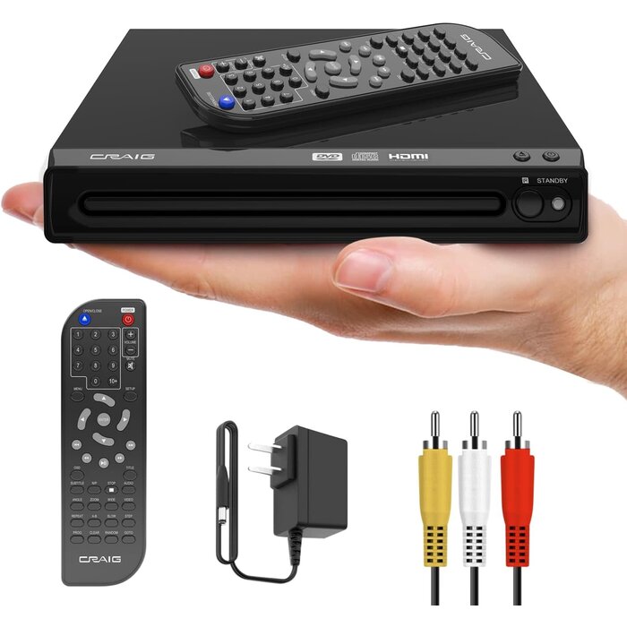 CVD401A - Craig - Compact HDMI DVD Player with Remote in Black | Compatible with DVD-R/DVD-RW/JPEG/CD-R/CD-R/CD | Progressive Scan | Up-Convert to 1080p |