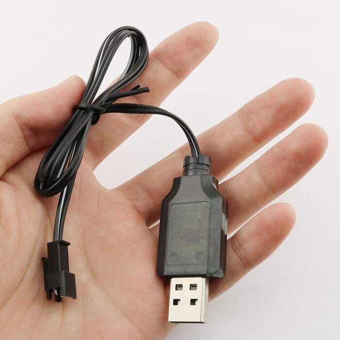 7.2V 250mA USB Charger Cable with SM-2P Connector Plug Replacement for 7.2V Ni-Cd Ni-Mh Battery Previous Old Version Huina 1550 15 Channel RC Excavator RC Cars Toy SM 2P USB 7.2V 2