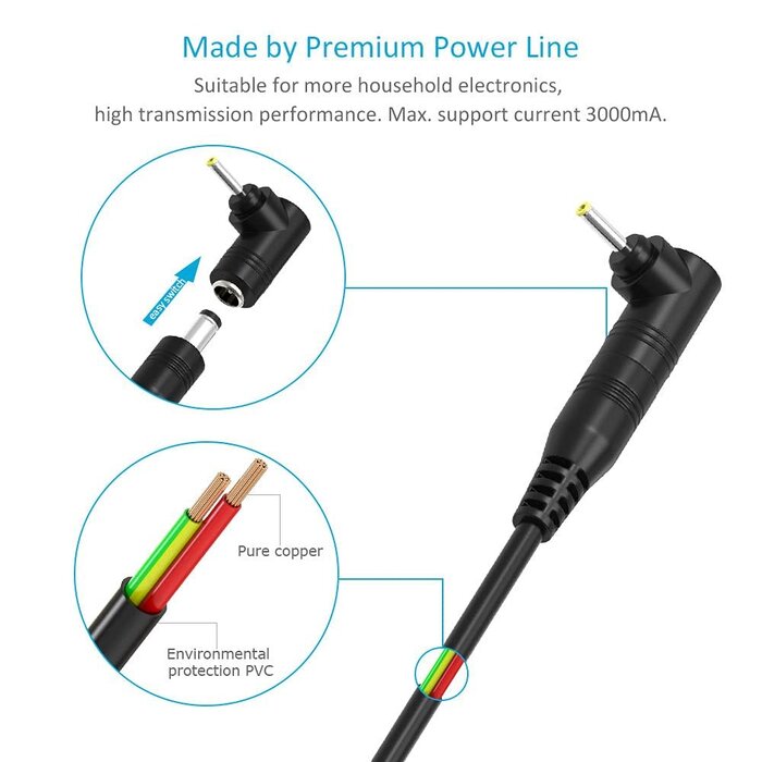 BK-Cable-11P - Belker Universal 5V DC Power Cable USB to DC 5.5 2.1 mm Plug Connector Tip Charging Cord with Most Frequently Used Interface Type