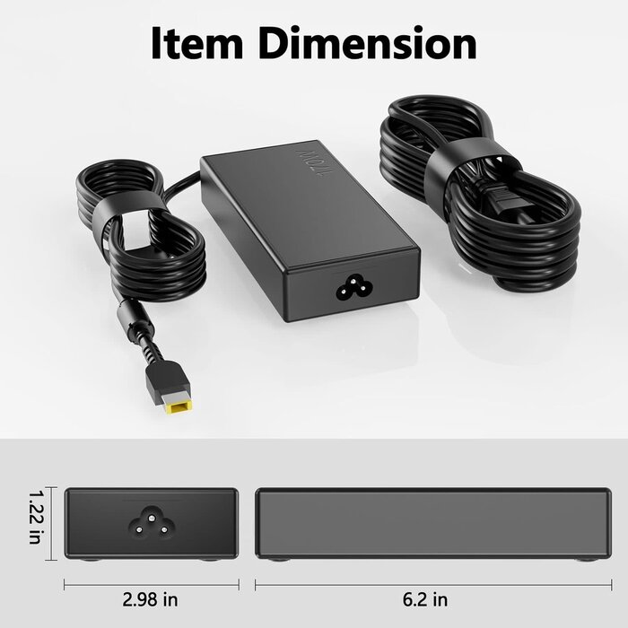zhiywoll SL195334 - 170w thinkpad ac Charger for Lenovo thinkpad P50 P51 P52 P53 P70 P71 P73 W540 W541 T540P P15 P17 P15V P15G T15G T15P P1 Power Adapter Supply Cord 8.5a, 240V