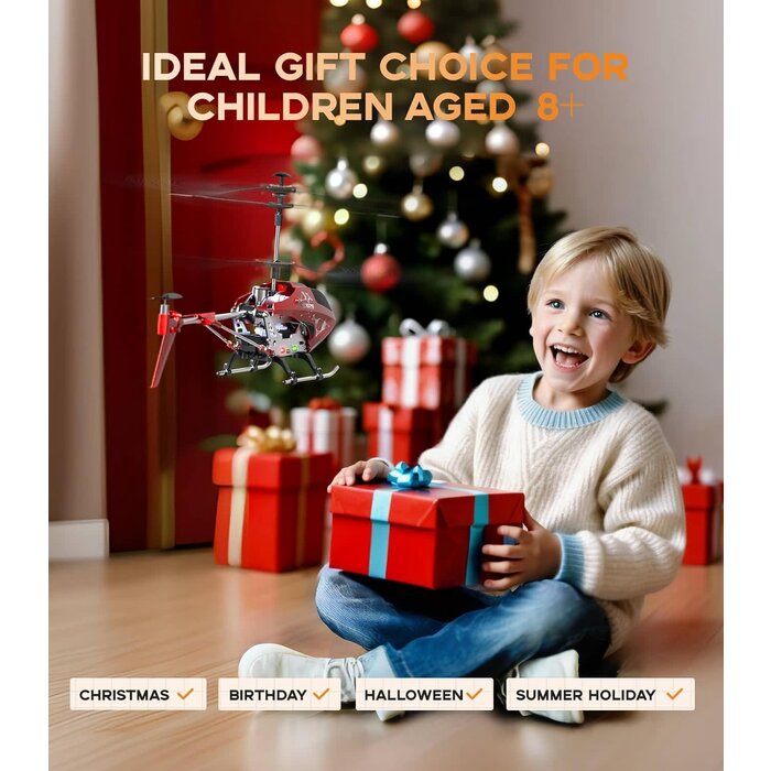 Syma SYMA LED Light Remote Control Helicopter, Altitude Hold, One Key Take Off/Landing, 3.5 Channel, Gyro Stabilizer, High & Low Speed, Suitable for Kids and Beginners