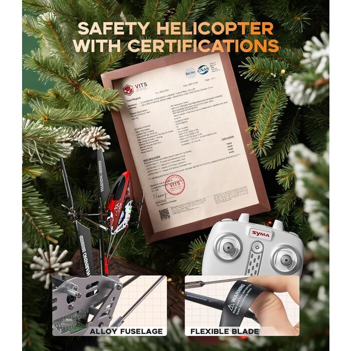Syma SYMA LED Light Remote Control Helicopter, Altitude Hold, One Key Take Off/Landing, 3.5 Channel, Gyro Stabilizer, High & Low Speed, Suitable for Kids and Beginners