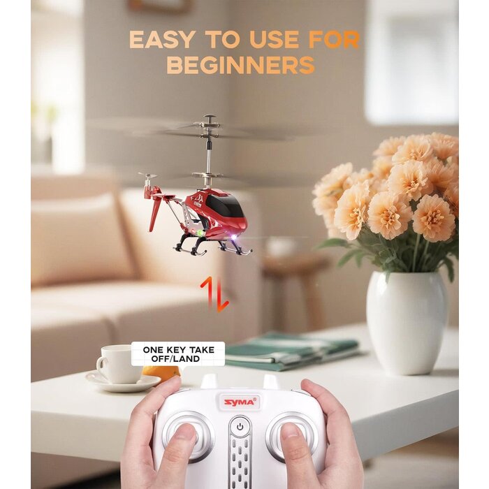 Syma SYMA LED Light Remote Control Helicopter, Altitude Hold, One Key Take Off/Landing, 3.5 Channel, Gyro Stabilizer, High & Low Speed, Suitable for Kids and Beginners