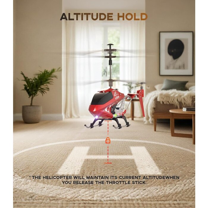 Syma SYMA LED Light Remote Control Helicopter, Altitude Hold, One Key Take Off/Landing, 3.5 Channel, Gyro Stabilizer, High & Low Speed, Suitable for Kids and Beginners