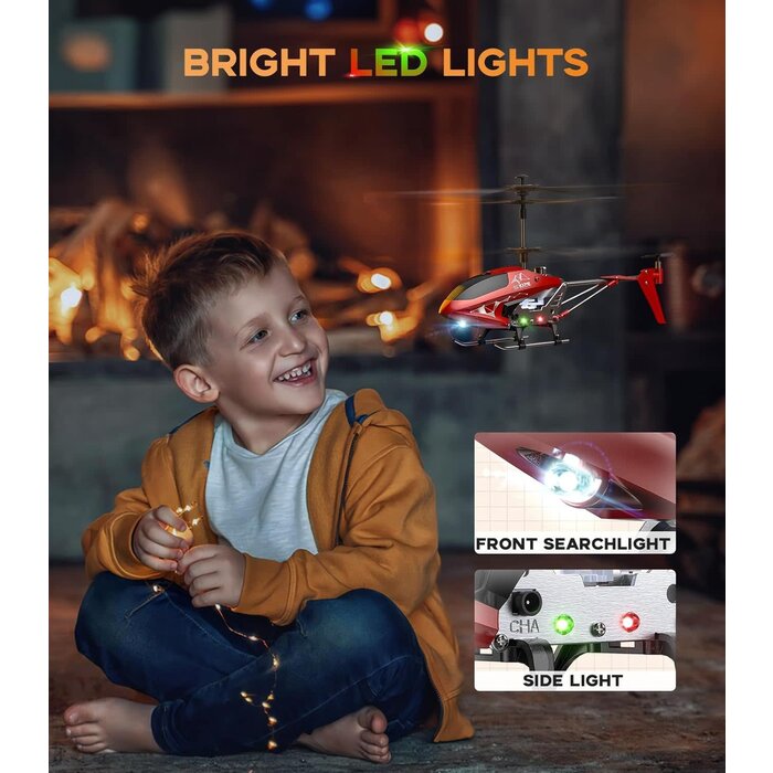 Syma SYMA LED Light Remote Control Helicopter, Altitude Hold, One Key Take Off/Landing, 3.5 Channel, Gyro Stabilizer, High & Low Speed, Suitable for Kids and Beginners