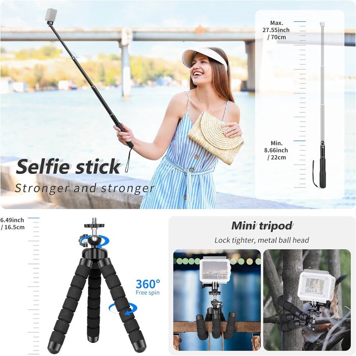 GORPO-LARGE-KIT - NEEWER 50 in 1 Action Camera Accessory Kit Compatible with GoPro Hero 12 11 10 9 DJI OSMO 4 3 2 Insta360 X3 X2 GO 3 SJCAM DBPOWER AKASO VicTsing APEMAN WiMiUS QUMOX Lightdow Campark Sony Sports DV