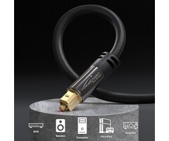 JYFT 25FT-OPTICAL - KabelDirekt TOSLINK cable, optical audio cable – 25 feet long fiber optic cable for soundbars (TOSLINK to TOSLINK, digital S/PDIF cable, stereo systems/amplifiers/amps, home cinema, Xbox One/PS4)