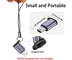 MicroUSBF-MiniBM - QIANRENON Mini USB Male to Micro USB Female Adapter Mini USB Plug to Micro USB2.0 Jack Charging Data Connector 480Mbps 18W 9V/2A, Al Alloy/Hook Hole, for Digital Camera MP3 Mobile Hard Drive
