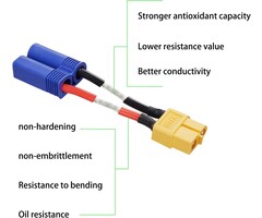 ZHOFONET EC5/M-XT60/F - ZHOFONET EC5 Male to XT60 Female Connector Adapter, XT60-EC5 Extension Cable,RC Battery Adapter with 5cm 14AWG Silicone Wire for LiPo Battery Micro FPV Drone