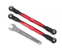 Traxxas 8547R - TUBES 102mm Red Aluminum Toe Links (2), Unlimited Desert Racer® (TUBES red-anodized, 7075-T6 aluminum, stronger than titanium) (102mm) (2) (assembled with rod ends and hollow balls)/ aluminum wrench, 7mm (1)
