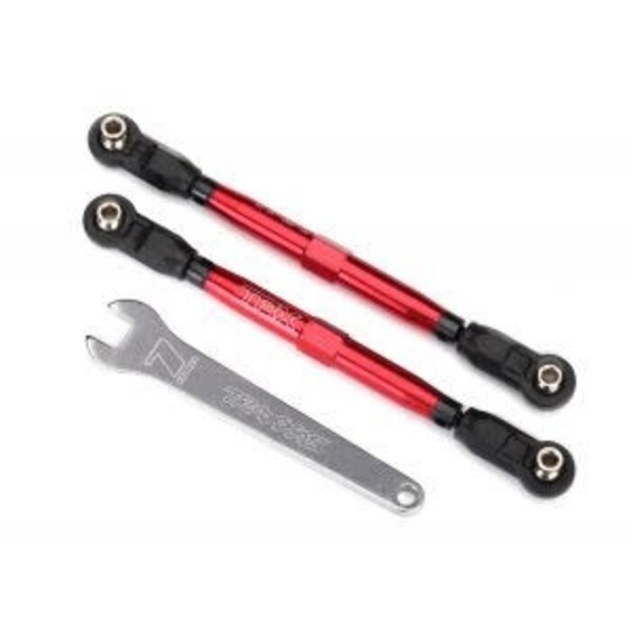 Traxxas 8547R - Toe links, front, Unlimited Desert Racer® (TUBES red-anodized, 7075-T6 aluminum, stronger than titanium) (102mm) (2) (assembled with rod ends and hollow balls)/ aluminum wrench, 7mm (1)