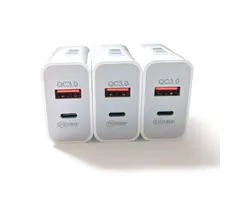 USB-C+QC-3.0-USB-A - USB-C+QC 3.0 and USB-A Wall Adapter Dual Port Charger