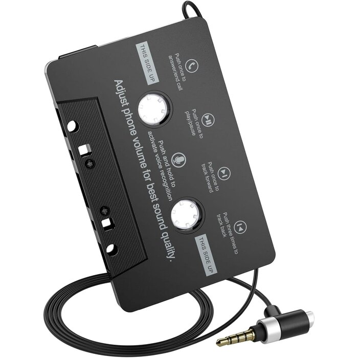 Mersoco Mersoco Car Cassette Aux Adapter with Microphone, 3.5MM Cable Audio Cassette Tape Adapter Player for Car, MP3, Phone, 3.2 Feet Cable