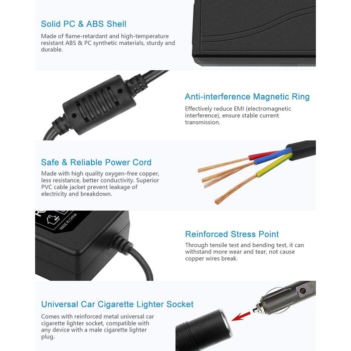 ALITOVE ALT-1205 - ALITOVE AC to DC Converter 12V 5A 60W 100-240V to 12V Car Cigarette Lighter Socket AC/DC Power Adapter Power Supply for Car Vacuum Cleaner Car Fan Car MP3 Other Car Devices Under 60W