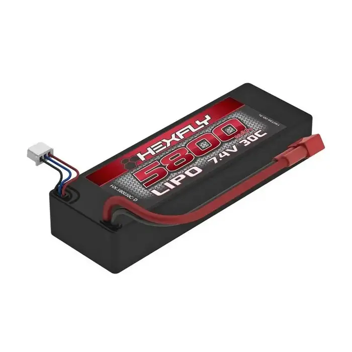 Hexfly HX-580030C-D - Hexfly 2 Cell 7.4V 5800mAh 30C LiPo Battery(T-Plug)(1pc)