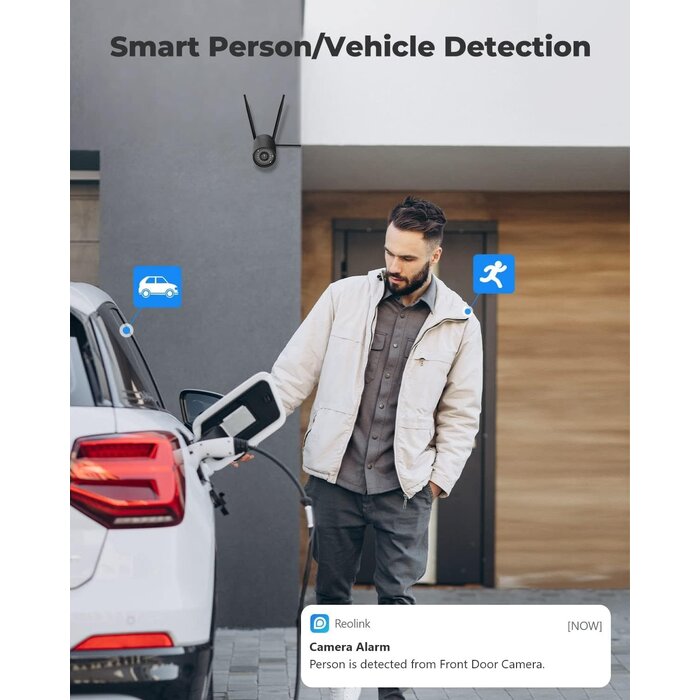 ReoLink RLC-510WA-B - REOLINK Outdoor Security Camera, 5MP HD Plug-in WiFi Camera for Home Security - 2.4/5Ghz, Smart Person/Vehicle Alerts, 100ft Night Vision, IP66 Waterproof, microSD Card/NVR Storage, RLC-510WA