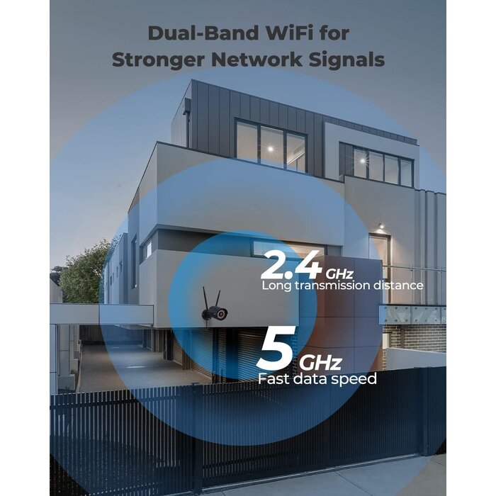 ReoLink RLC-510WA-B - REOLINK Outdoor Security Camera, 5MP HD Plug-in WiFi Camera for Home Security - 2.4/5Ghz, Smart Person/Vehicle Alerts, 100ft Night Vision, IP66 Waterproof, microSD Card/NVR Storage, RLC-510WA