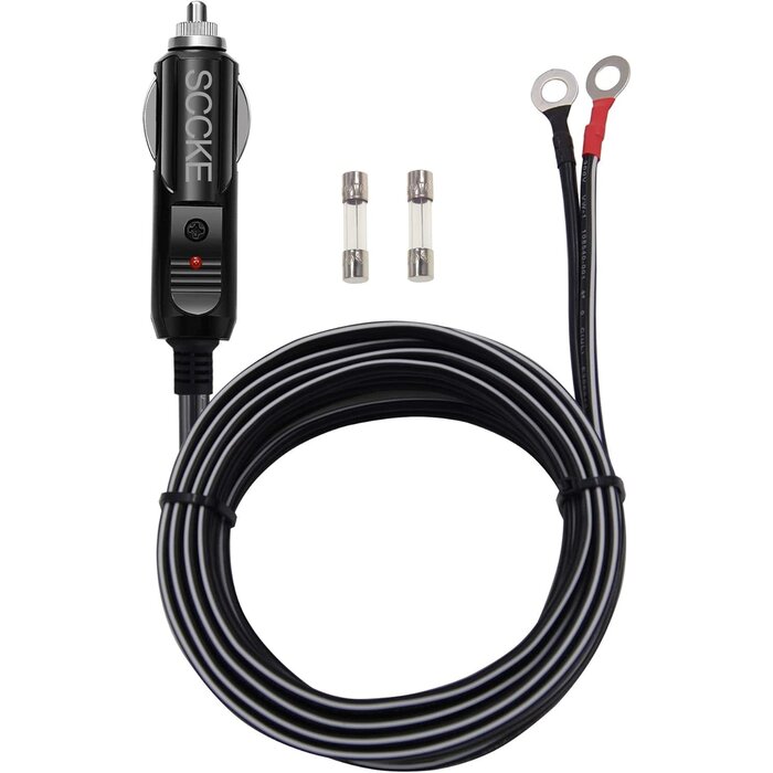 SCCKE0002B - SCCKE Heavy-Duty 20A 14.8ft / 4.5m 14 AWG Male Plug Cigarette Lighter Adapter Power Supply to Two Eyelet Terminals for Car Inverter Air Pump Electric Cup and DIY