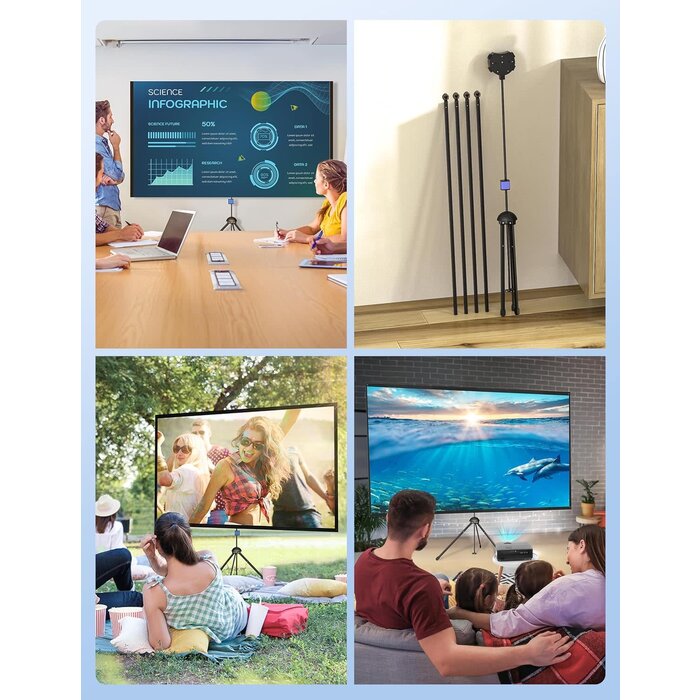 PARIS RHONE SCREEN+STAND-100" - PARIS RHÔNE Projector Screen with Stand, 100-inch Outdoor Indoor Projector Screen 16:9 4K HD PVC, 1.5 Gain Portable Wrinkle-Free Movie Screen for Home Backyard Theater with Carry Bag, Ground Nails