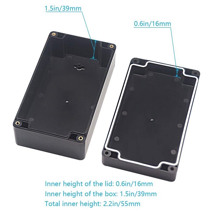 PROJ-BOX-6X3.5X2 - Zulkit Junction Box, Zulkit Project Box IP65 Waterproof Outdoor Box ABS Plastic Electrical Boxes Electronic Enclosure Black 6.22 x 3.54 x 2.36 inch (158 x 90 x 60mm)