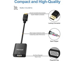 Moread DisplayPort (DP) to VGA Adapter, Gold-Plated Display Port to VGA Adapter (Male to Female) Compatible with Computer, Desktop, Laptop, PC, Monitor, Projector, HDTV