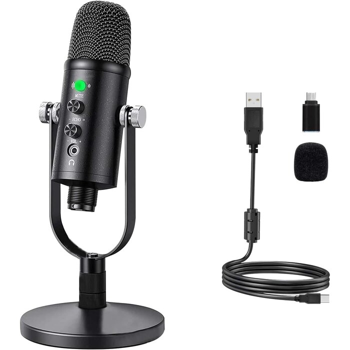 Delarbeaden WM101 - Delarbeaden USB Microphone Metal Condenser Mic: Plug & Play Gaming Microphones on PC, Mac, Twitch and YouTube, Recording Microphone Computer PC Mic for Streaming, Podcasting
