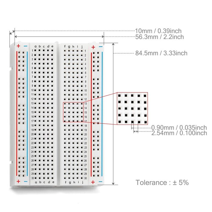 Chanzon Breadboard with 400 Tie Points (BB-801) Solderless Prototype Kit Universal PCB Bread Board Plus 2 Power Rail and Adhesive Back for Small DIY Kits Arduino Proto Raspberry rasp Pi Project
