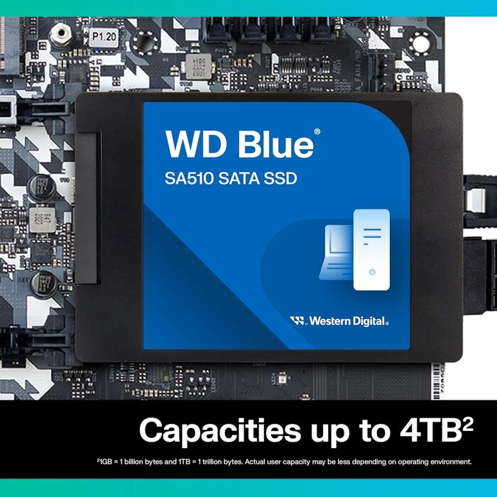 1TB WD Blue SA510 SATA Internal Solid State Drive SSD - SATA III 6 Gb/s, 2.5"/7mm, Up to 560 MB/s - WDS100T3B0A