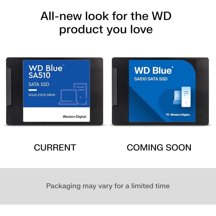 1TB WD Blue SA510 SATA Internal Solid State Drive SSD - SATA III 6 Gb/s, 2.5"/7mm, Up to 560 MB/s - WDS100T3B0A