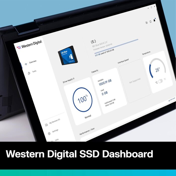 1TB WD Blue SA510 SATA Internal Solid State Drive SSD - SATA III 6 Gb/s, 2.5"/7mm, Up to 560 MB/s - WDS100T3B0A