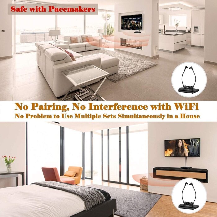 SIMOLIO Infrared Wireless TV Headphones, TV Hearing Device for Digital & Analog TVs, TV Listening Headphones for Seniors & Hard of Hearing with Voice Highlighting, Balance and Tone Adjustment SM-863D