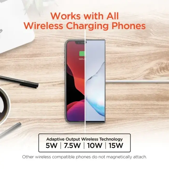 15-Watt Wireless Charging Pad with Magnetic Alignment Technology and Hollow Cooling Structure