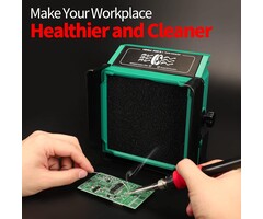 YIHUA 948DQ-I Solder Fume Extractor Fan Solder Smoke Absorber Remover Tiltable Angle with 8 Extra Fan Filters for Soldering Wood Burning and more