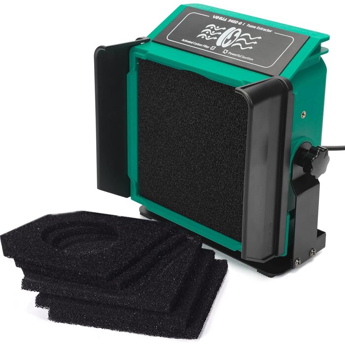 YIHUA 948DQ-I Solder Fume Extractor Fan Solder Smoke Absorber Remover Tiltable Angle with 8 Extra Fan Filters for Soldering Wood Burning and more