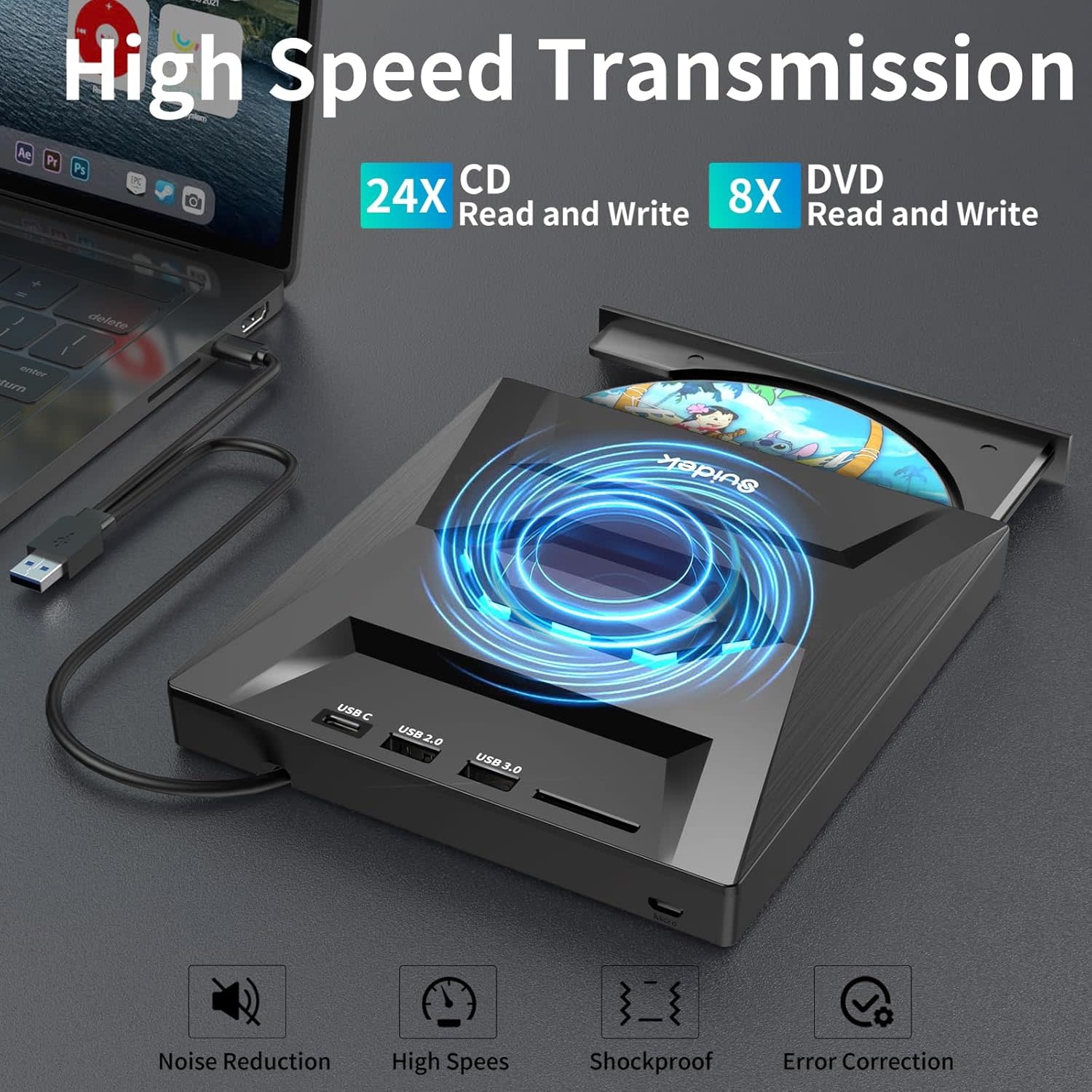 GP96YB70 - Hitachi LG - GP96Y Multi OS External CD/DVD USB