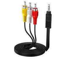 3.5MM-3-RCA - Eanetf 3.5mm to RCA Camcorder Handycam AV Audio Video Output Cable, 1/8" TRRS to 3 RCA Male Plug AUX Cable Cord for TV, Smartphones, MP3, Tablets, Speakers, Home Theater - 5ft