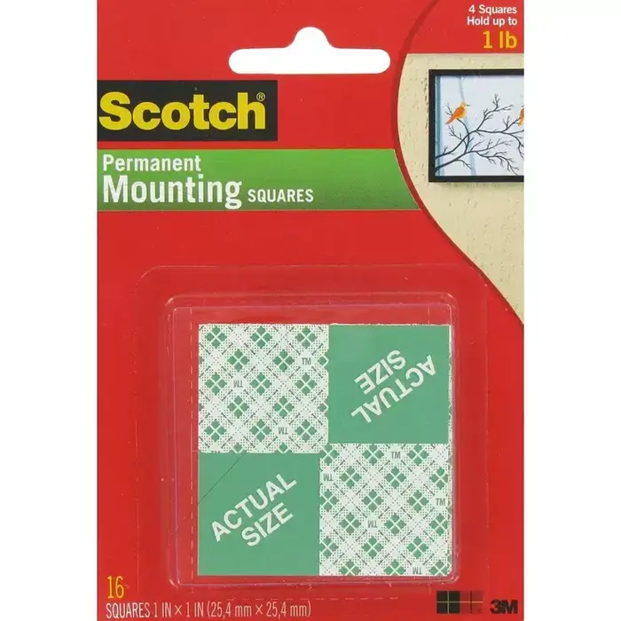 111H-SQ-48 - Scotch-Mount™ Indoor Double-Sided Mounting Squares 111H-SQ-48, 2,54 cm x 2,54 cm (1 in x 1 in) 16 Pack