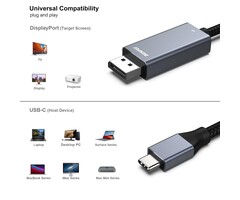6FT-USBC2DP - BENFEI USB-C to DisplayPort 6 Feet Cable(8K@60Hz 4K@144Hz), USB Type-C to DisplayPort Cable [Thunderbolt 3/4 Compatible] with iPhone 15 Pro/Max, MacBook Pro/Air 2023, iPad Pro, iMac, S23, XPS 17