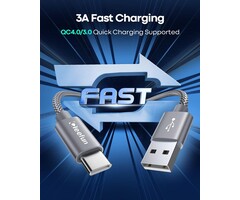CLEEFUN USB-C-3FT - CLEEFUN USB-A to Type-C Cable 3ft, Fast Charging C Charger Cord Braided for iPhone 15 Pro Max/Pro/Plus, for Samsung Galaxy S24 S23 S22 S21 S20 Ultra S10, Moto, Pixel