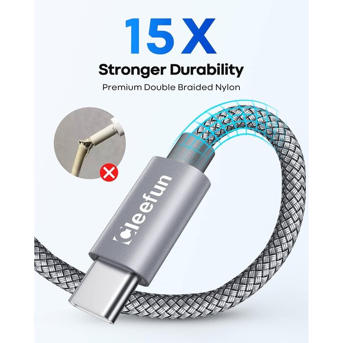 CLEEFUN USB-C-3FT - CLEEFUN USB-A to Type-C Cable 3ft, Fast Charging C Charger Cord Braided for iPhone 15 Pro Max/Pro/Plus, for Samsung Galaxy S24 S23 S22 S21 S20 Ultra S10, Moto, Pixel